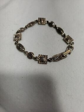 Napier Bracelet Silver Tone Signed Vintage Abstract Modern Y2K Geometric 6 3/4
